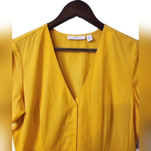 NWT 1901 Button Down Mustard Yellow Golden Blouse PL Petite - Picture 5 of 7